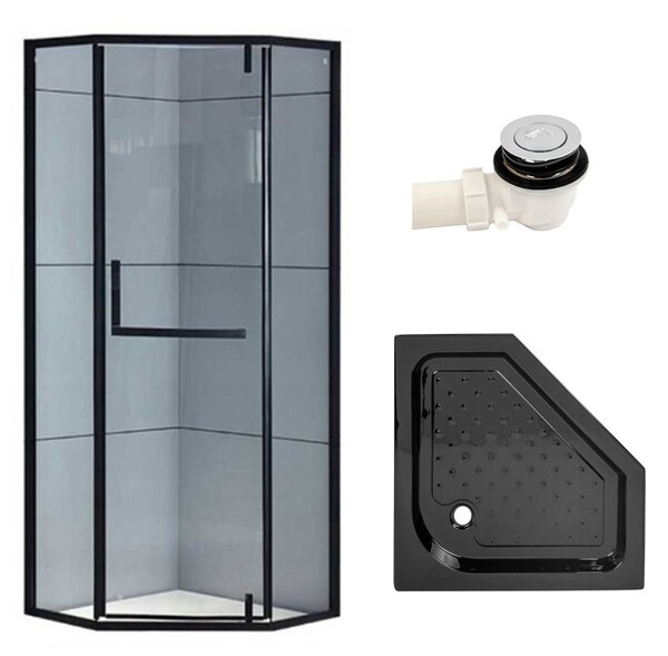 BPS-koupelny Päťuholníkový sprchový kút KZ4026A BL 80x80 čierna/transparent + vanička SXL07A BL čierna