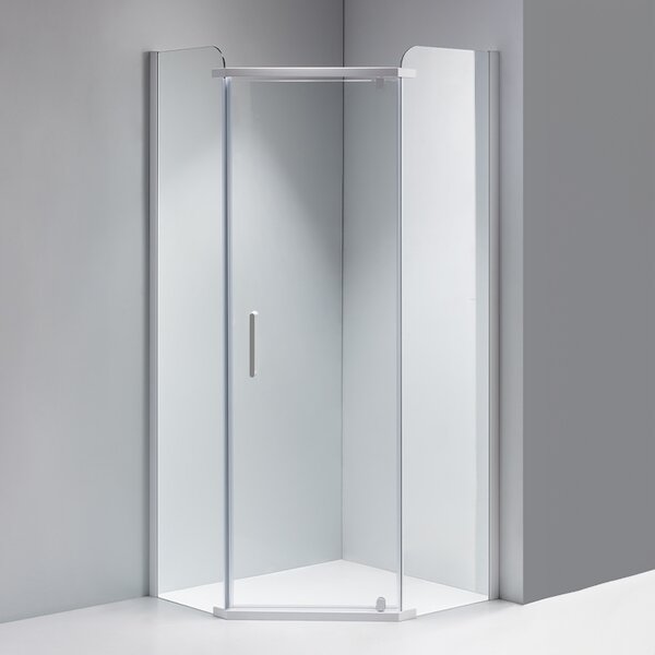 BPS-koupelny Päťuholníkový sprchovací kút KZ91A 80x80 chróm/transparent + vanička ST07A WH biela