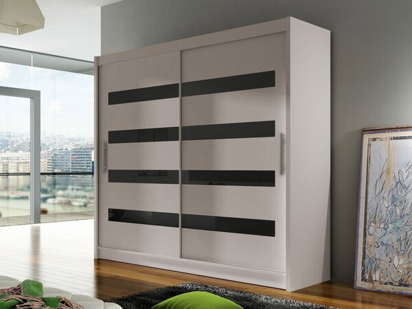 Mirjan24 Skriňa London XI, Farby: kašmír /kašmír + čierny lacobel, Osvetlenie: osvetlenie LED RGB - farebné Mirjan24 5903211407734