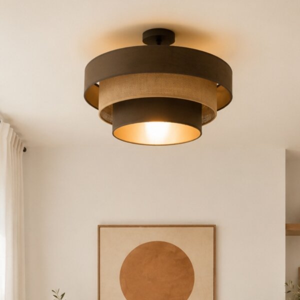 Prisadený luster WENTA 1xE27/60W/230V priemer 50 cm hnedý/juta