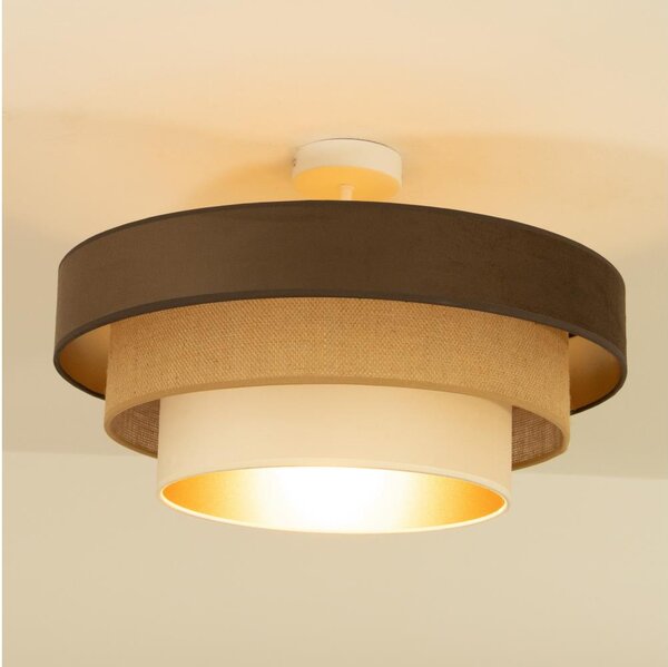 Prisadený luster WENTA 1xE27/60W/230V pr. 50 cm hnedá/juta/béžová