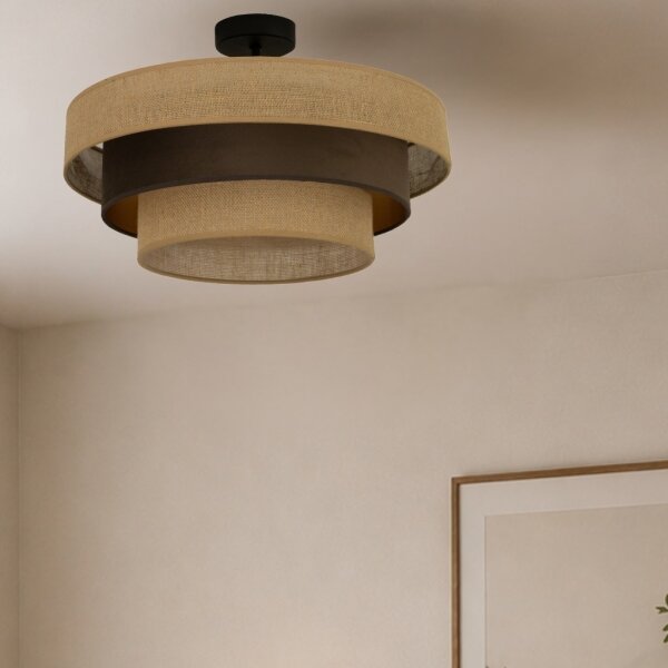 Prisadený luster WENTA, 1xE27/60W/230V, priemer 50 cm, juta/hnedá