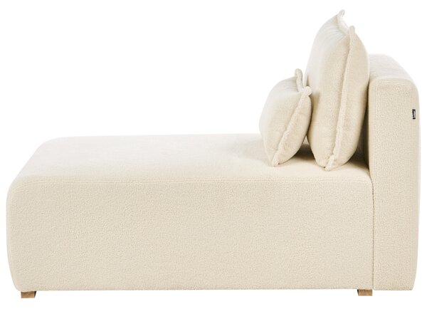 Leňoška krémová biela buklé čalúnenie modulárna s vankúšom moderný minimalistický štýl obývačka