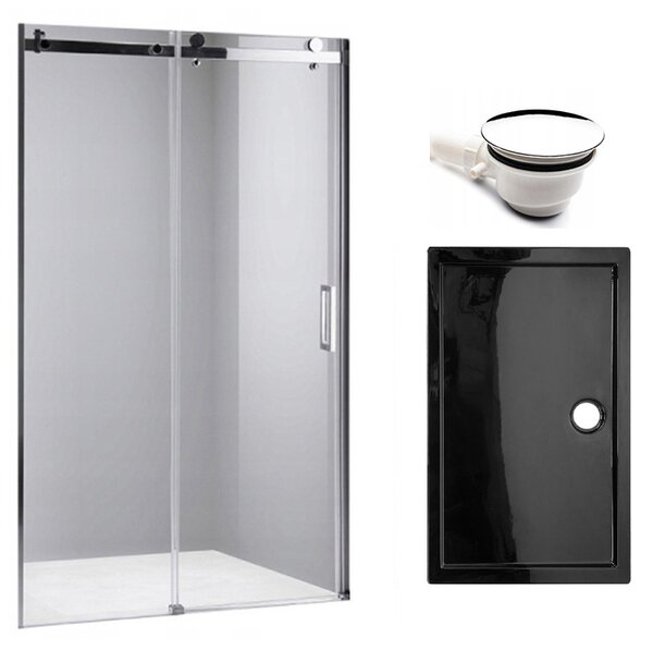 BPS-koupelny Posuvné sprchové dvere SH03D 120 chróm/transparent pre inštaláciu do niky + vanička ST03C 120x80 biela
