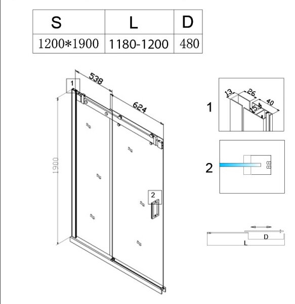 BPS-koupelny Posuvné sprchové dvere SH03D 120 chróm/transparent pre inštaláciu do niky + vanička ST03C 120x80 biela