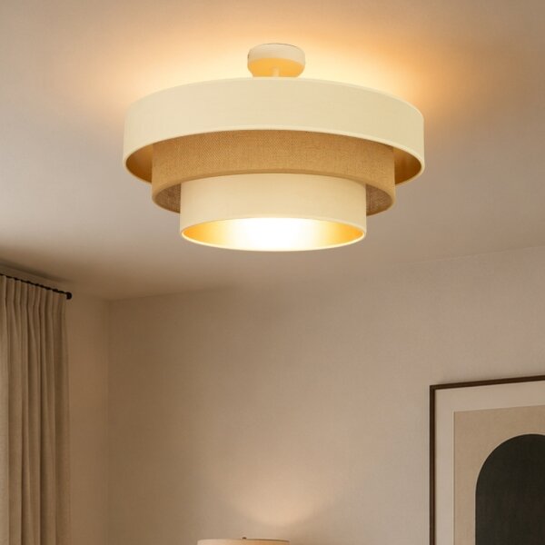 Prisadený luster WENTA 1xE27/60W/230V priemer 50 cm béžová/zlatá