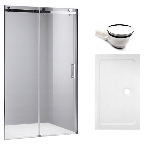 BPS-koupelny Posuvné sprchové dvere SH03D 120 chróm/transparent pre inštaláciu do niky + vanička ST05E 120x70 biela