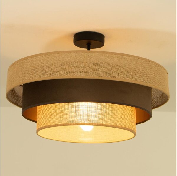 Prisadený luster WENTA, 1xE27/60W/230V, priemer 50 cm, juta/hnedá