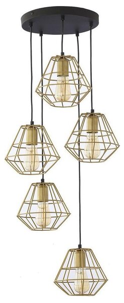 Luster na lanku DIAMOND 5xE27/15W/230V čierna/zlatá