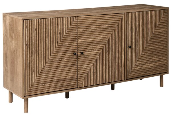 Komoda s dvierkami svetlohnedá MDF materiál nohy z borovicového dreva minimalistický škandinávsky štýl