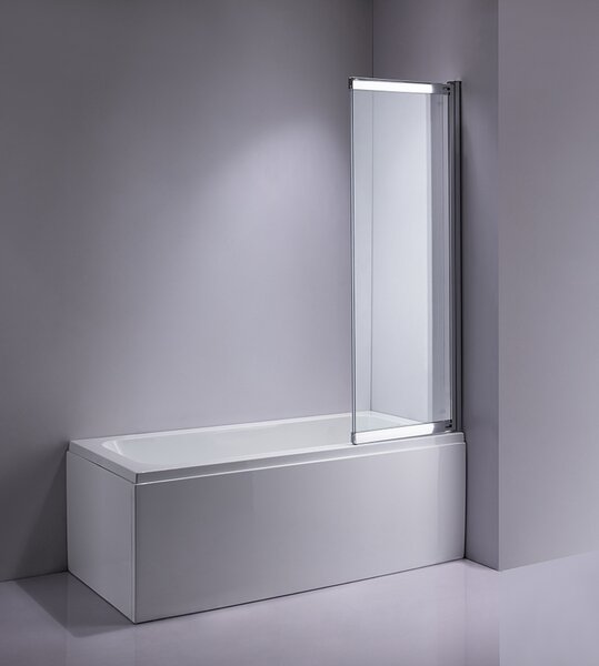 BPS-koupelny Dvojdielna vaňová zástena PR07 CH 85x150 chróm/transparent