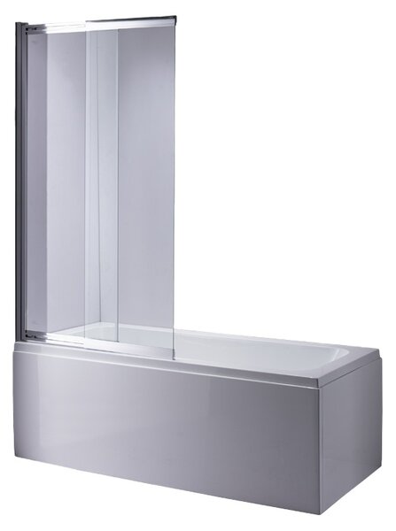 BPS-koupelny Dvojdielna vaňová zástena PR07 CH 85x150 chróm/transparent