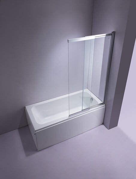 BPS-koupelny Dvojdielna vaňová zástena PR07 CH 85x150 chróm/transparent
