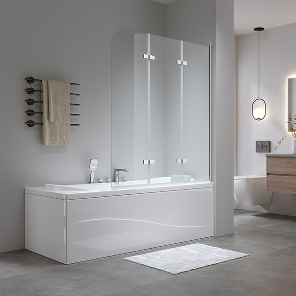 BPS-koupelny Trojdielna vaňová zástena PR05 100x140 chróm