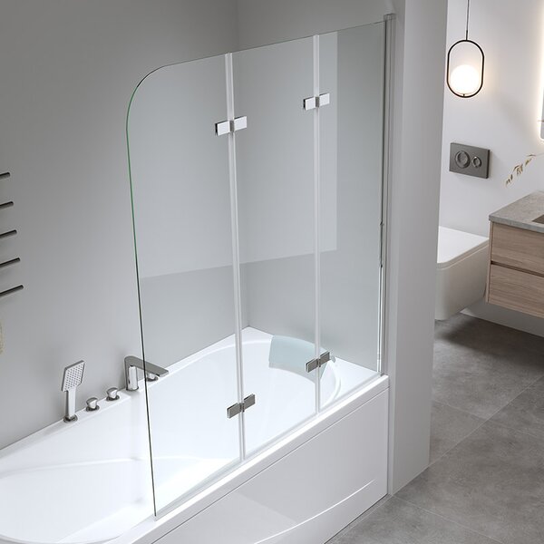 BPS-koupelny Trojdielna vaňová zástena PR05 100x140 chróm