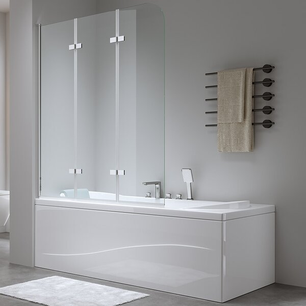 BPS-koupelny Trojdielna vaňová zástena PR05 100x140 chróm