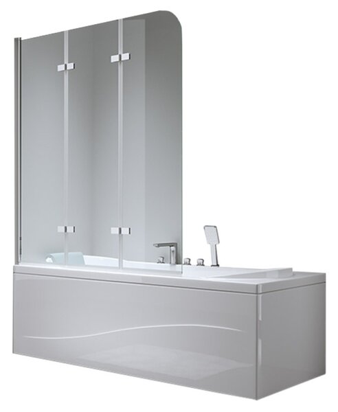 BPS-koupelny Trojdielna vaňová zástena PR05 100x140 chróm