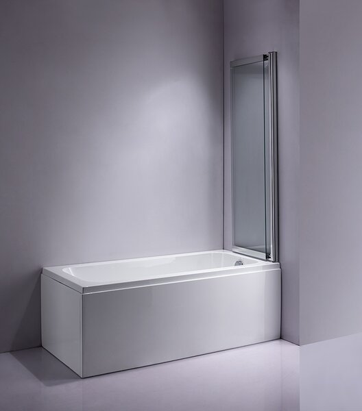 BPS-koupelny Dvojdielna vaňová zástena PR07 CH 85x150 chróm/transparent
