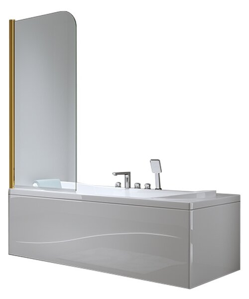BPS-koupelny Jednodielna vaňová zástena PR01 GL 70x140 zlatá/transparent