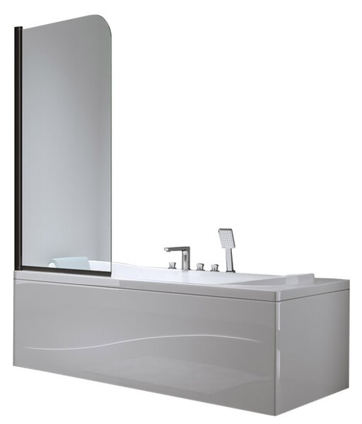 BPS-koupelny Jednodielna vaňová zástena PR01 BL 70x140 čierna/transparent