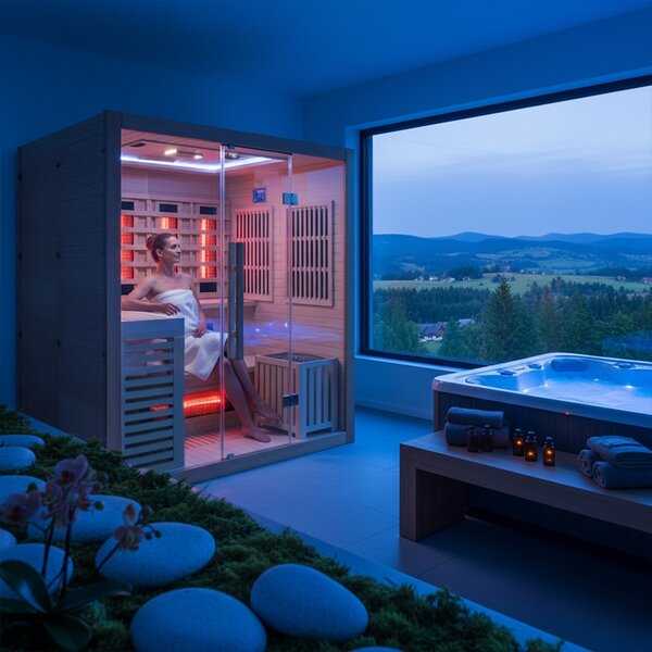 BPS-koupelny Kombinovaná sauna 2v1 HELSI 3 NEW - Infrasauna + fínska sauna 160x160, 3-4 osoby