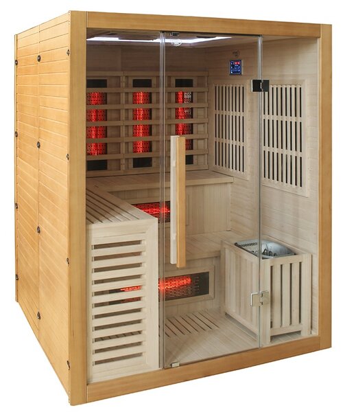 BPS-koupelny Kombinovaná sauna 2v1 HELSI 3 NEW - Infrasauna + fínska sauna 160x160, 3-4 osoby