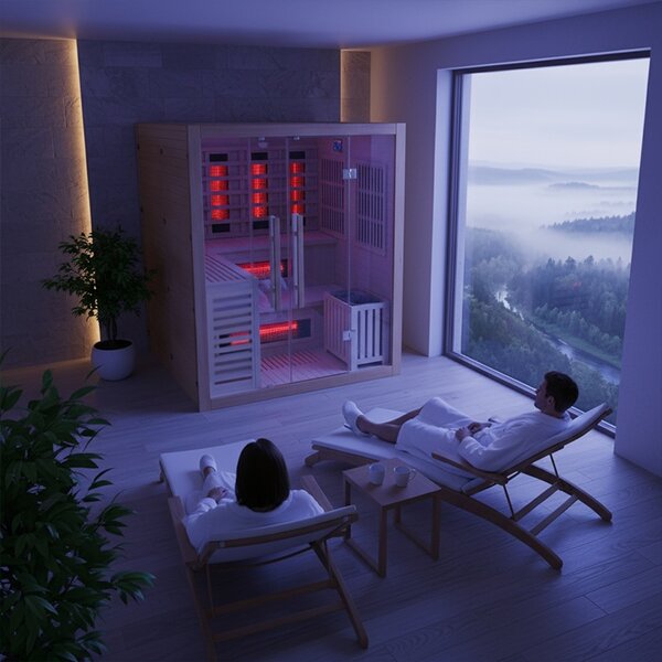 BPS-koupelny Kombinovaná sauna 2v1 HELSI 3 NEW - Infrasauna + fínska sauna 160x160, 3-4 osoby