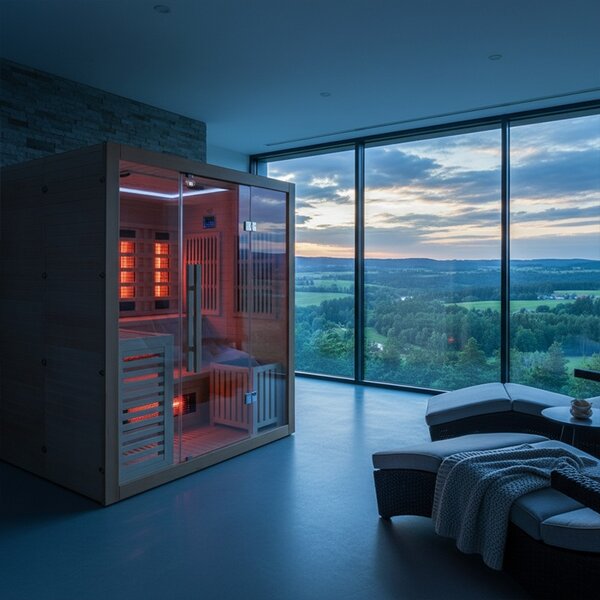 BPS-koupelny Kombinovaná sauna 2v1 HELSI 3 NEW - Infrasauna + fínska sauna 160x160, 3-4 osoby