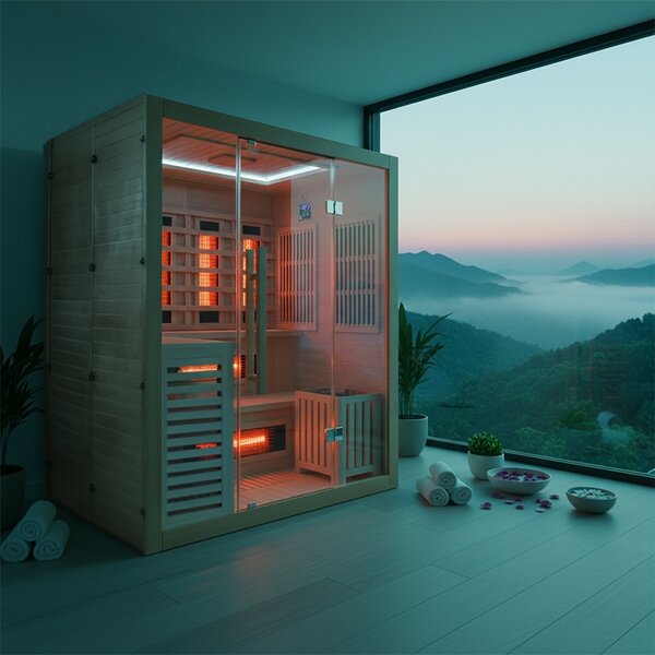 BPS-koupelny Kombinovaná sauna 2v1 HELSI 3 NEW - Infrasauna + fínska sauna 160x160, 3-4 osoby