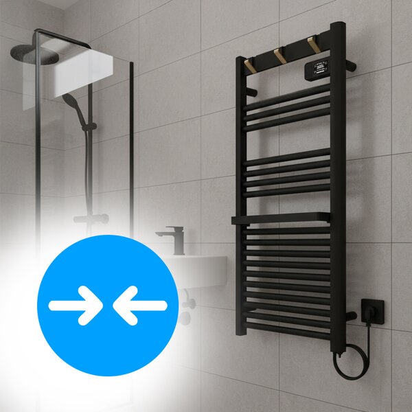 BPS-koupelny Elektrický kúpeľňový radiátor YASUR BL ECO 500W, 50x105 cm, čierny