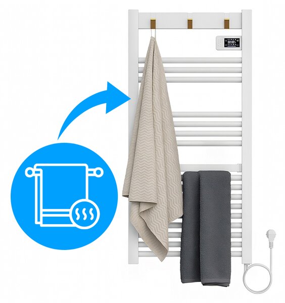 BPS-koupelny Elektrický kúpeľňový radiátor YASUR WH ECO 500W, 50x105 cm, biely