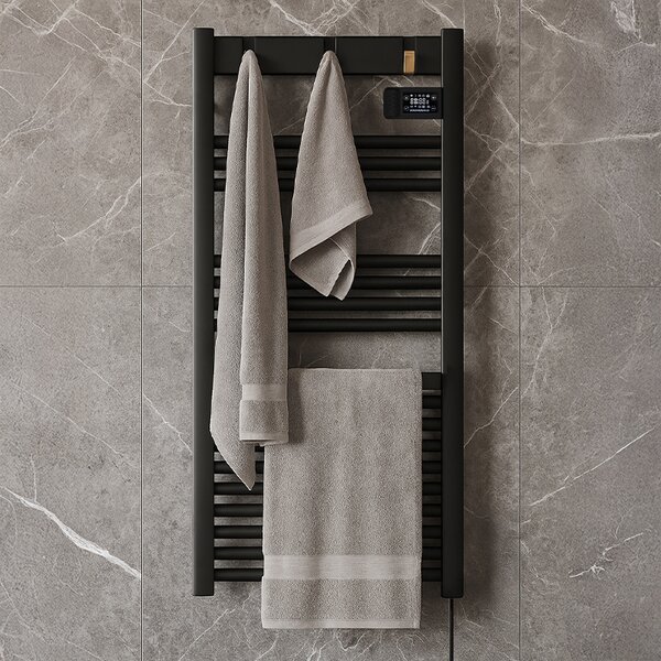 BPS-koupelny Elektrický kúpeľňový radiátor YASUR BL ECO 500W, 50x105 cm, čierny