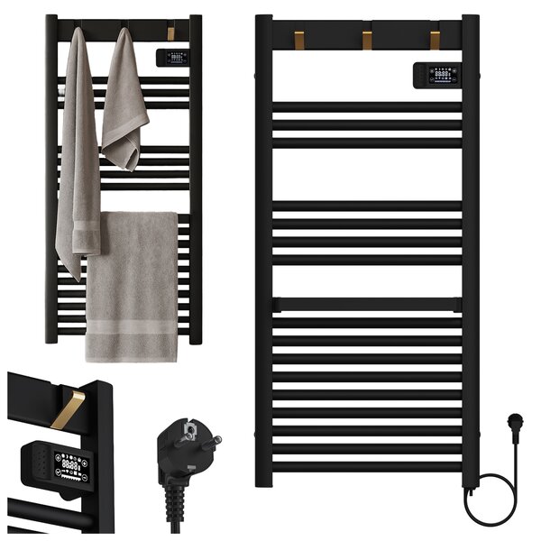 BPS-koupelny Elektrický kúpeľňový radiátor YASUR BL ECO 500W, 50x105 cm, čierny