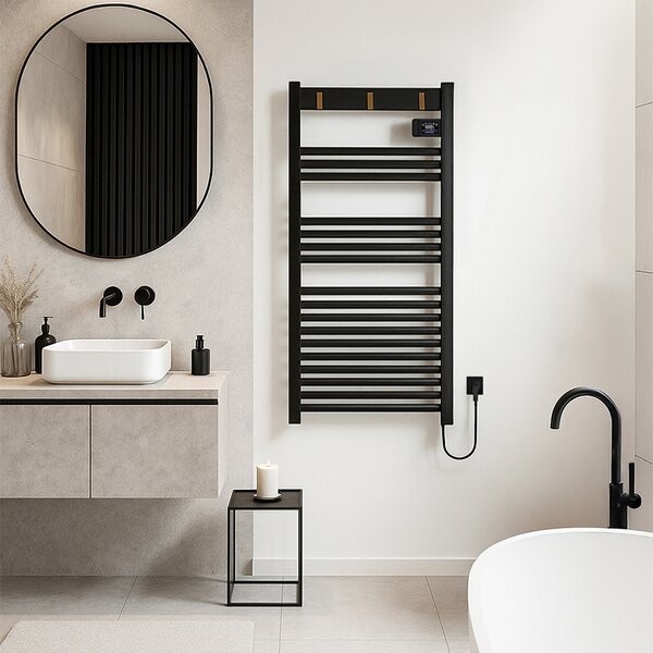 BPS-koupelny Elektrický kúpeľňový radiátor YASUR BL ECO 500W, 50x105 cm, čierny