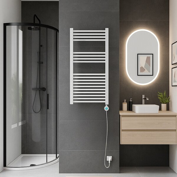 BPS-koupelny Elektrický kúpeľňový radiátor KATLA WH 250W, 50x100 cm, biely