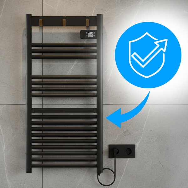 BPS-koupelny Elektrický kúpeľňový radiátor YASUR BL ECO 500W, 50x105 cm, čierny