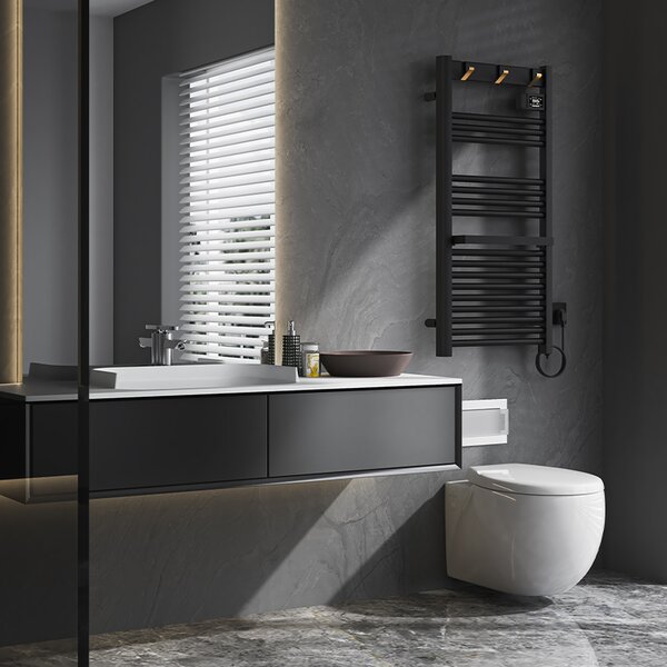 BPS-koupelny Elektrický kúpeľňový radiátor YASUR BL ECO 500W, 50x105 cm, čierny