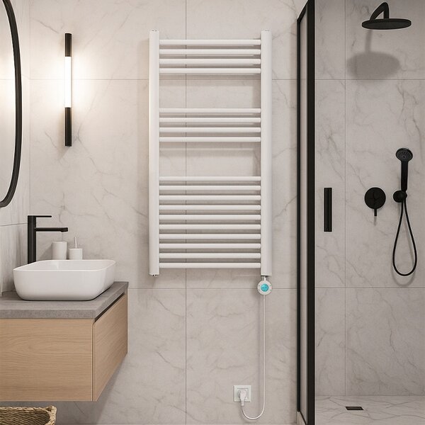 BPS-koupelny Elektrický kúpeľňový radiátor KATLA WH 250W, 50x100 cm, biely