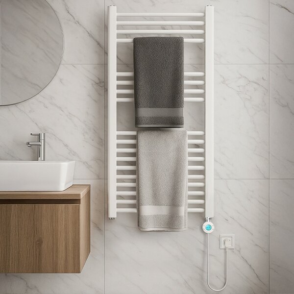 BPS-koupelny Elektrický kúpeľňový radiátor KATLA WH 250W, 50x100 cm, biely