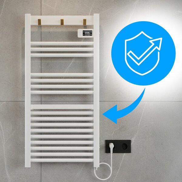 BPS-koupelny Elektrický kúpeľňový radiátor YASUR WH ECO 500W, 50x105 cm, biely