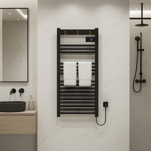 BPS-koupelny Elektrický kúpeľňový radiátor YASUR BL ECO 500W, 50x105 cm, čierny
