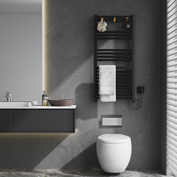 BPS-koupelny Elektrický kúpeľňový radiátor YASUR BL ECO 500W, 50x105 cm, čierny
