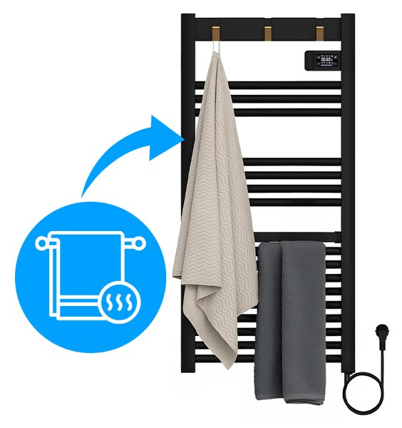 BPS-koupelny Elektrický kúpeľňový radiátor YASUR BL ECO 500W, 50x105 cm, čierny
