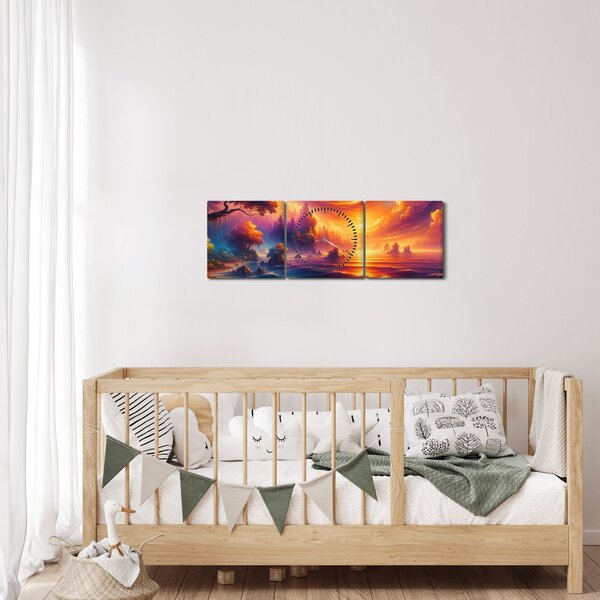 Obraz - Magický svet (s hodinami) (90x30 cm)
