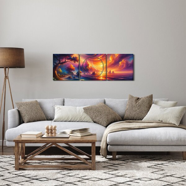 Obraz - Magický svet (s hodinami) (90x30 cm)