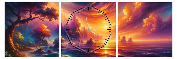 Obraz - Magický svet (s hodinami) (90x30 cm)