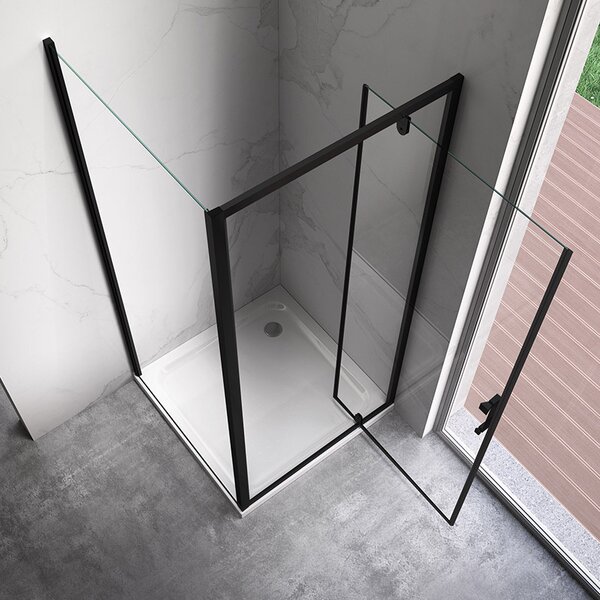 BPS-koupelny Štvorcový sprchovací kút ZES KZ04B BL 80x80 čierna/transparent - bez vaničky