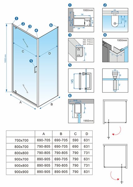 BPS-koupelny Štvorcový sprchovací kút ZES KZ04B BL 80x80 čierna/transparent - bez vaničky