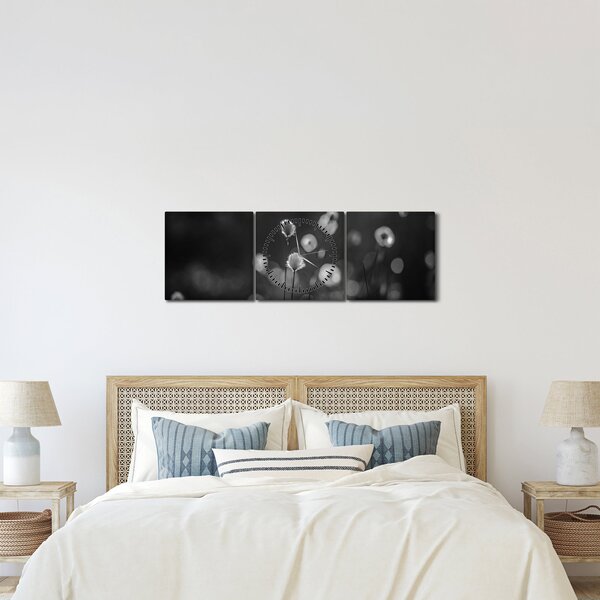 Obraz - Cottongrass na lúke (s hodinami) (90x30 cm)