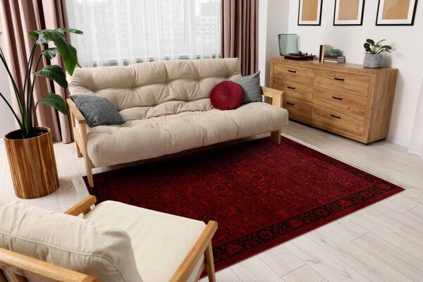 Koberec ORIENT 5125 so strapcami / rám, orientálny / klasický, bordový / čierny
